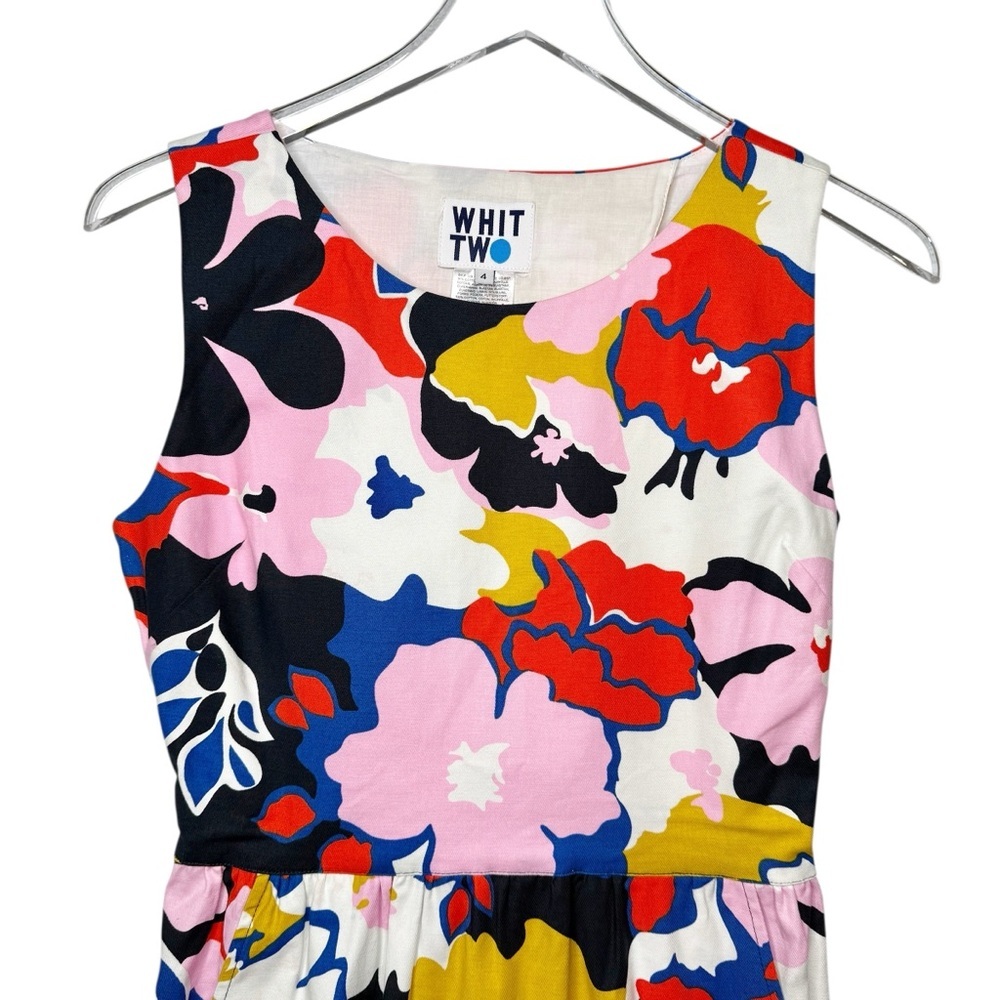 Anthropologie Whit Two Petal Print Open Back Floral Women’s Shift Dress Sz 4 - Picture 6 of 16